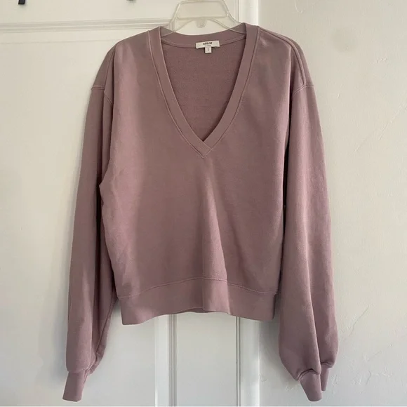 Agolde Mauve V-Neck Sweatshirt - Picture 4 of 5